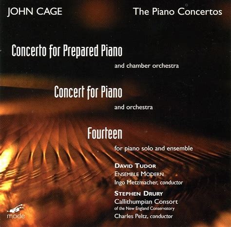 stephen drury david tudor ingo metzmacher charles peltz|The Piano Concertos: Concerto for Prepared Piano; Concert for .